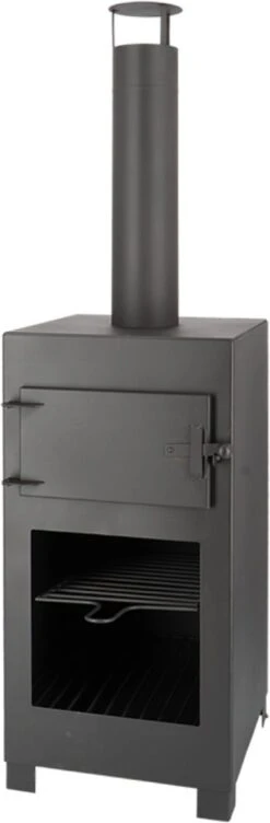 Esschert Design Tuinhaard Met Pizzaoven Fancy Flames Zwart 38 X 40,5 X 138 Cm