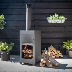 Esschert Design Tuinhaard Met Pizzaoven Fancy Flames Zwart 38 X 40,5 X 138 Cm -Barbecue Gereedschaps Winkel 8714982210761 2